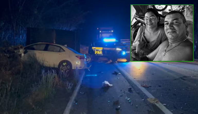 Pai e filha morrem após moto bater em carro na BR-070 em Cáceres